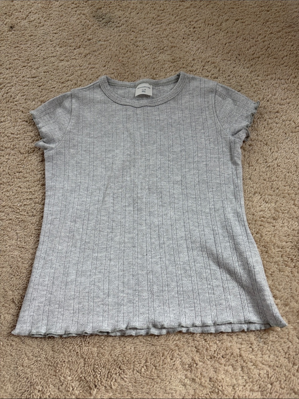 Women's Ribbed Short Sleeve Tee - Light Gray